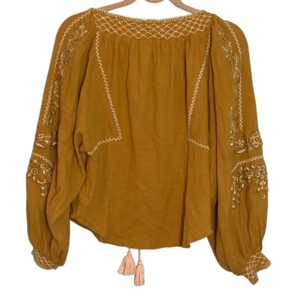 Free People Notting Hill Boho Embroidered Peasant Top Size XS - Picture 4 of 7